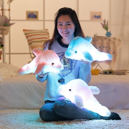 Brinquedo luminoso LED plush golfinho boneca 45 cm