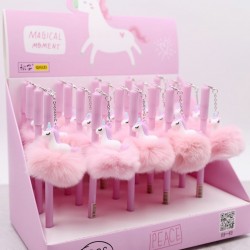 Unicorn plush pingente caneta caneta lápis de gel