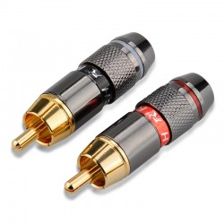 Placa de ouro RCA adaptador de plugue macho vídeo & conector de fio de áudio 2 pcs