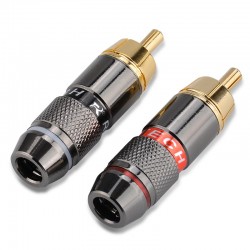 Placa de ouro RCA adaptador de plugue macho vídeo & conector de fio de áudio 2 pcs