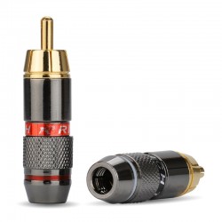 Placa de ouro RCA adaptador de plugue macho vídeo & conector de fio de áudio 2 pcs