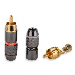 Placa de ouro RCA adaptador de plugue macho vídeo & conector de fio de áudio 2 pcs