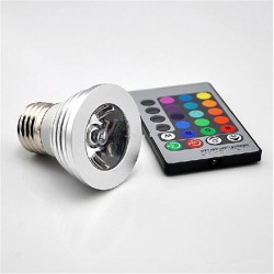 E14 - E27 RGB LED 3W lâmpada mutável de cor com controle remoto