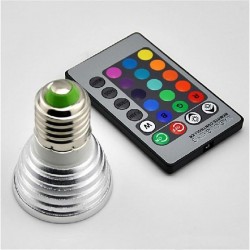E14 - E27 RGB LED 3W lâmpada mutável de cor com controle remoto