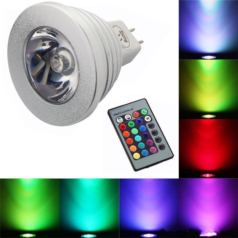 E14 - E27 RGB LED 3W lâmpada mutável de cor com controle remoto