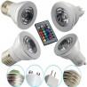 E14 - E27 RGB LED 3W lâmpada mutável de cor com controle remoto