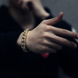 Pulseira de ouro / prata com zirconias unisex