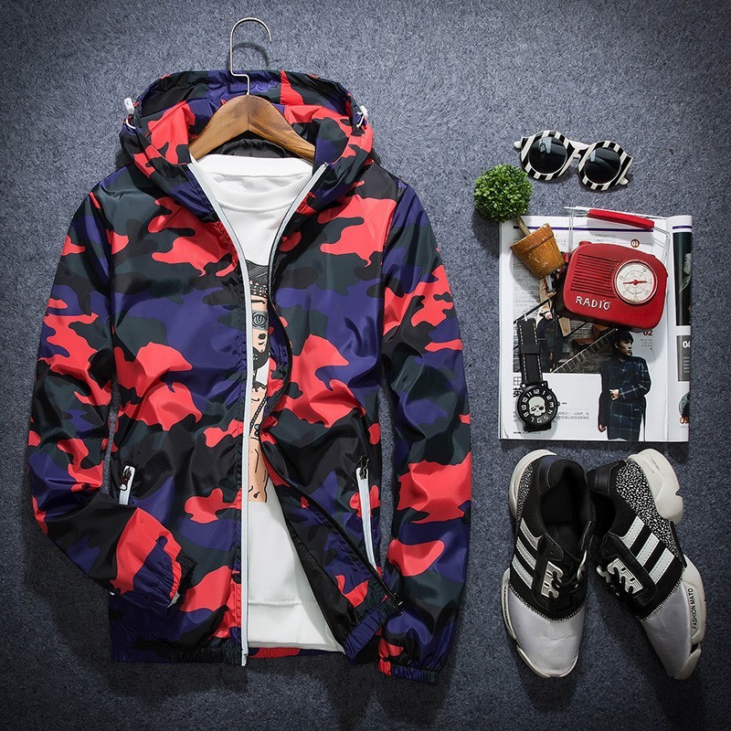 Camouflage hooded jacket windbreaker unisexJackets Camouflage hooded jacket windbreaker unisexJackets