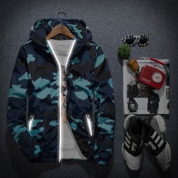 Camuflagem com capuz casaco quebra-vento unisex