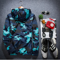 Camuflagem com capuz casaco quebra-vento unisex