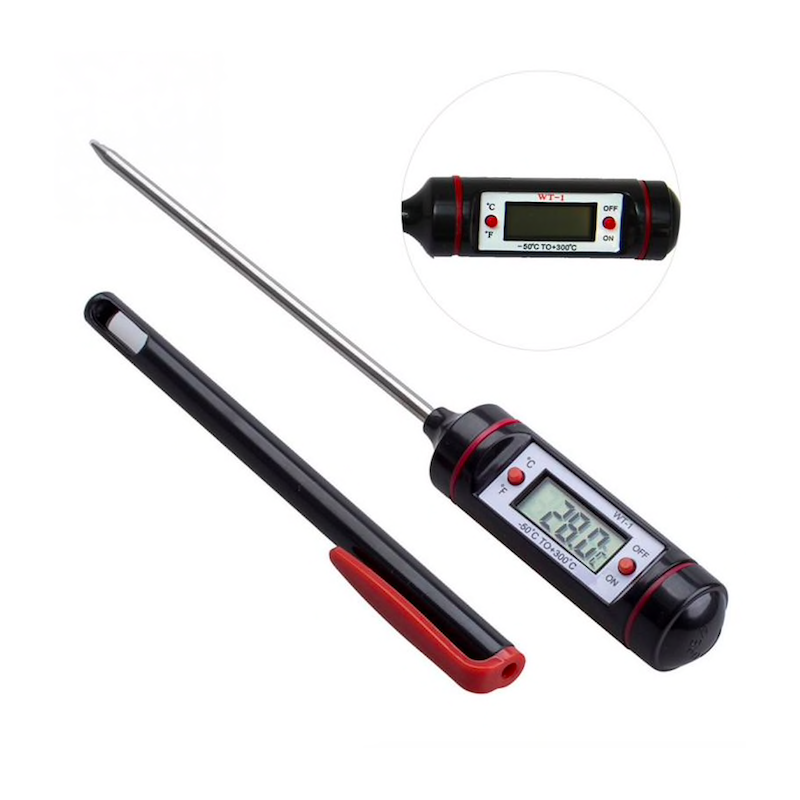 Digital food thermometer - stainless steel - for baking - cooking - meatBakeware