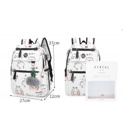 USB carregando escola mochila lona 3 pcs conjunto