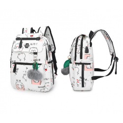 USB carregando escola mochila lona 3 pcs conjunto