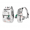 USB carregando escola mochila lona 3 pcs conjunto