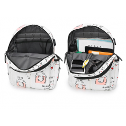 USB carregando escola mochila lona 3 pcs conjunto