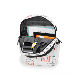 USB carregando escola mochila lona 3 pcs conjunto