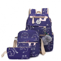 USB carregando escola mochila lona 3 pcs conjunto