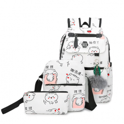 USB carregando escola mochila lona 3 pcs conjunto
