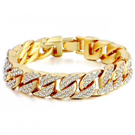 Pulseira de ouro / prata com zirconias unisex