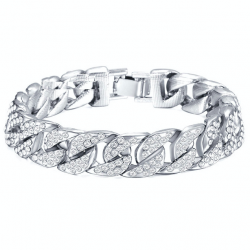 Pulseira de ouro / prata com zirconias unisex