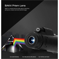 40 x 60 BAK4 HD mini telescópio monocular com bússola