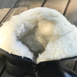 Botas de inverno de couro genuíno de lã natural