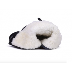 Botas de inverno de couro genuíno de lã natural