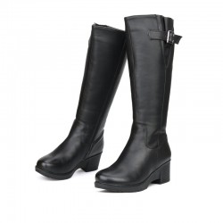 Botas de inverno de couro genuíno de lã natural