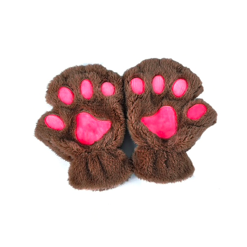 Bear paw mittens - plush fingerless glovesGloves