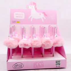 Unicorn plush pingente caneta caneta lápis de gel