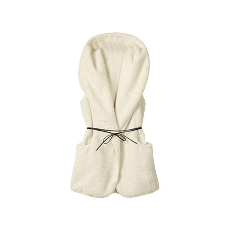 Colete com capuz de pele de inverno