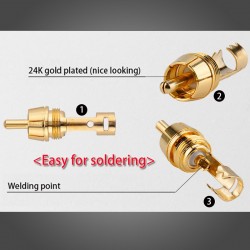 Gold plated RCA male plug adapter video & audio wire connector 2 pcsPlugs