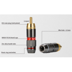 Placa de ouro RCA adaptador de plugue macho vídeo & conector de fio de áudio 2 pcs
