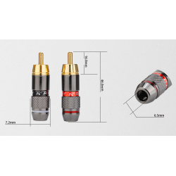Placa de ouro RCA adaptador de plugue macho vídeo & conector de fio de áudio 2 pcs