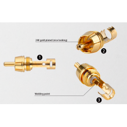 Placa de ouro RCA adaptador de plugue macho vídeo & conector de fio de áudio 2 pcs