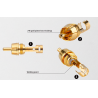 Placa de ouro RCA adaptador de plugue macho vídeo & conector de fio de áudio 2 pcs