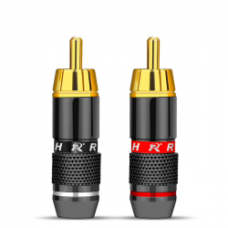 Placa de ouro RCA adaptador de plugue macho vídeo & conector de fio de áudio 2 pcs