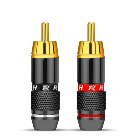 Placa de ouro RCA adaptador de plugue macho vídeo & conector de fio de áudio 2 pcs