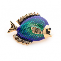 Broche de mulher de peixe azul