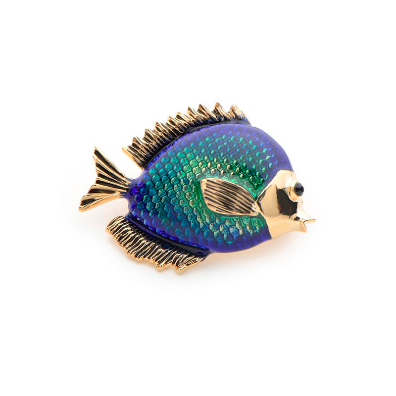 Broche de mulher de peixe azul