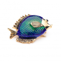 Broche de mulher de peixe azul
