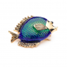 Broche de mulher de peixe azul
