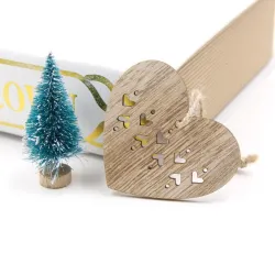 Árvore de Natal Xmas decoração pingentes ocos de madeira 6 pcs