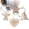 Árvore de Natal Xmas decoração pingentes ocos de madeira 6 pcs