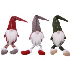 Decoração de Natal longas pernas sentado elfo 50cm