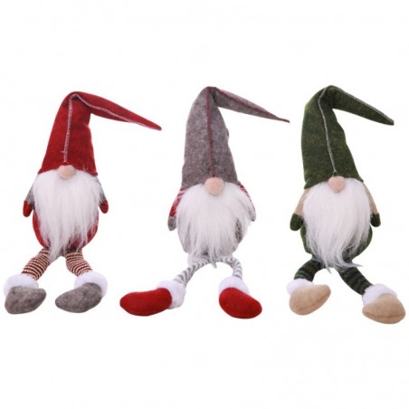 Decoração de Natal longas pernas sentado elfo 50cm