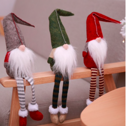 Decoração de Natal longas pernas sentado elfo 50cm