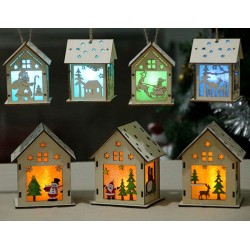 Casa de Natal de madeira com LED - faça você mesmo