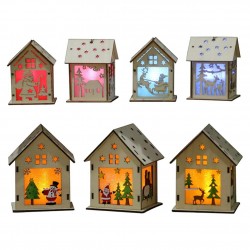 Casa de Natal de madeira com LED - faça você mesmo