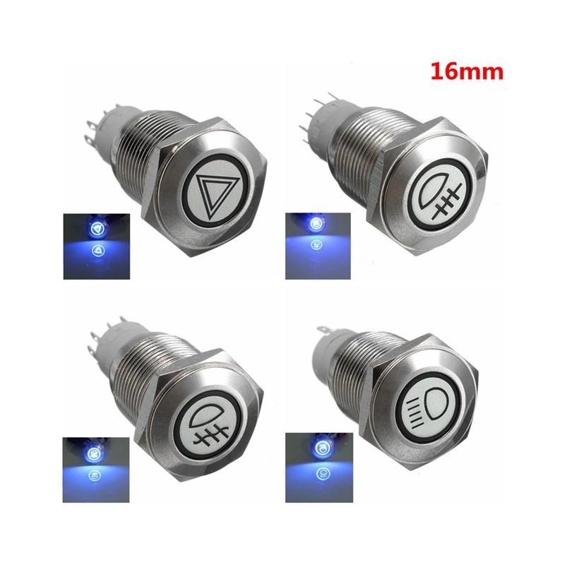 16mm LED illuminated self-locking waterproof push button switch stainless steelSwitches